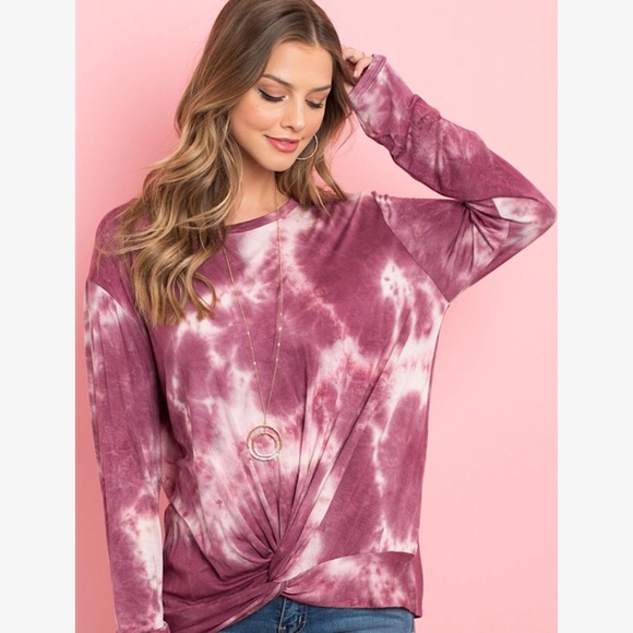 Twist Knot Tie Dye Long Sleeve Top - Picture 3 of 3